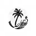 ocean view with palm tree waves  tattoo design idea