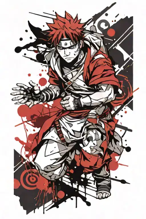 trash polka style Gaara character from naruto on forearm  tattoo design idea