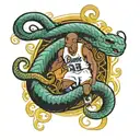 kobe bryant logo, black mamba snake wrapped tattoo design idea