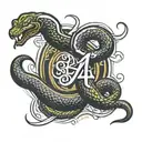 kobe bryant logo, black mamba snake wrapped tattoo design idea