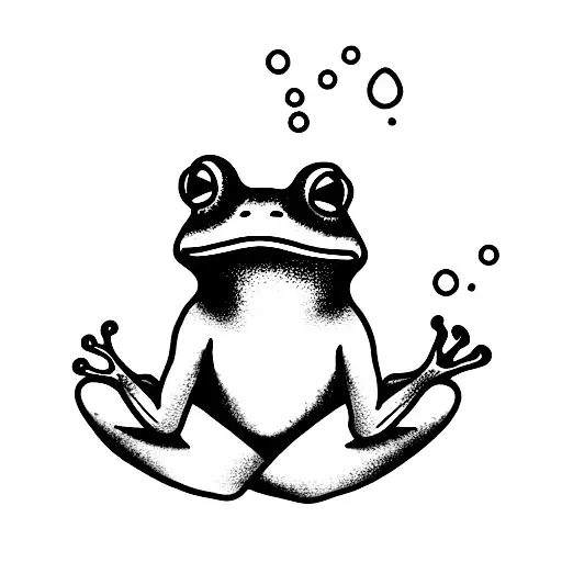 mystical frog meditating  tattoo design idea