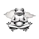 magical frog meditating while floating  tattoo design idea
