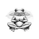magical frog meditating while floating  tattoo design idea