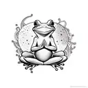 magical frog meditating while floating  tattoo design idea