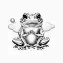 magical frog meditating while floating  tattoo design idea
