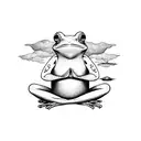 magical frog meditating while floating  tattoo design idea