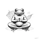 magical frog meditating while floating  tattoo design idea