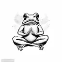 magical frog meditating while floating  tattoo design idea