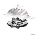 magical frog meditating while floating  tattoo design idea
