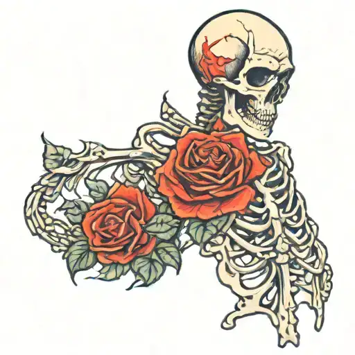 skeleton with "Till  Death Do Us Part"   tattoo design idea