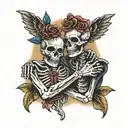 skeleton with "Till  Death Do Us Part" tattoo design idea