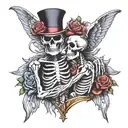skeleton with "Till  Death Do Us Part" tattoo design idea