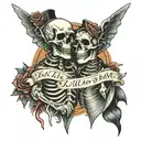 skeleton with "Till  Death Do Us Part" tattoo design idea