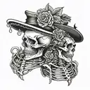 skeleton with "Till  Death Do Us Part"   tattoo design idea