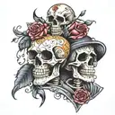 skeleton with "Till  Death Do Us Part"   tattoo design idea