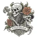 skeleton with "Till  Death Do Us Part"   tattoo design idea