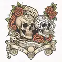 skeleton with "Till  Death Do Us Part"   tattoo design idea