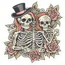 skeleton with "Till  Death Do Us Part"   tattoo design idea