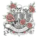 skeleton with "Till  Death Do Us Part"   tattoo design idea
