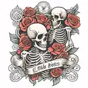 skeleton with "Till  Death Do Us Part"   tattoo design idea