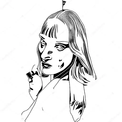 Pulp fiction poster Uma Thurman cigarette tattoo design idea