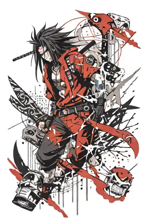 madara uchia anime character tattoo design idea