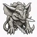 triceratops holding a knife  tattoo design idea