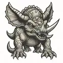 triceratops holding a knife  tattoo design idea