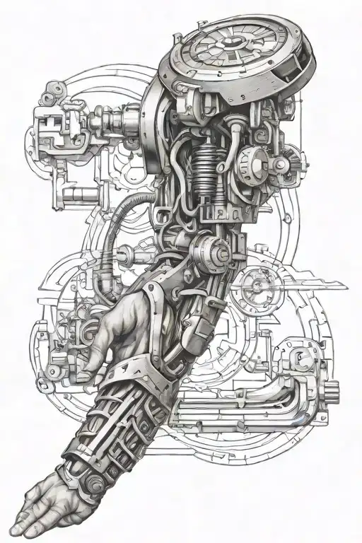 bio mechanic arm tattoo design idea