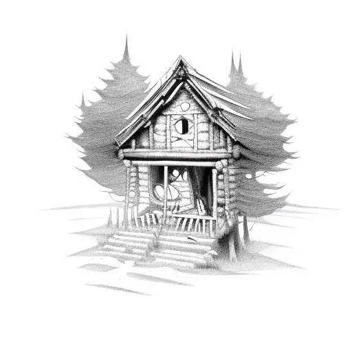 Evil dead cabin tattoo design idea