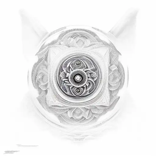 justice balance mixed with yin and yang tattoo design idea