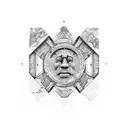 planetas interligado com monumentos históricos da terra como as pirâmides do Egito, Stonehenge, moais entre outros  tattoo design idea