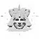 planetas interligado com monumentos históricos da terra como as pirâmides do Egito, Stonehenge, moais entre outros  tattoo design idea