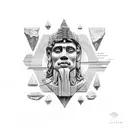 planetas interligado com monumentos históricos da terra como as pirâmides do Egito, Stonehenge, moais entre outros  tattoo design idea