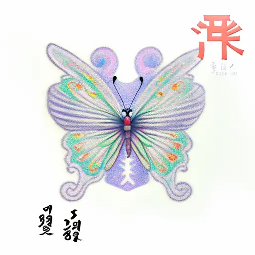 small korean name with sword underlining the name and a small butterfly tattoo design idea