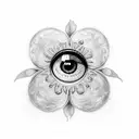 4 leaf clover with eye in center tattoo design idea