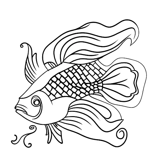 minimalist black and grey goldfish, to symbolize my challenges around working memory as someone with ADHD tattoo design idea