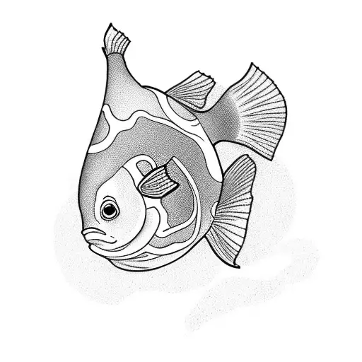 simple, small Black Moor or Oranda Goldfish tattoo design idea
