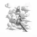 staircase with clouds and bible verse tattoo design idea