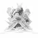 staircase with clouds and bible verse tattoo design idea