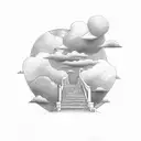 staircase with clouds and bible verse tattoo design idea