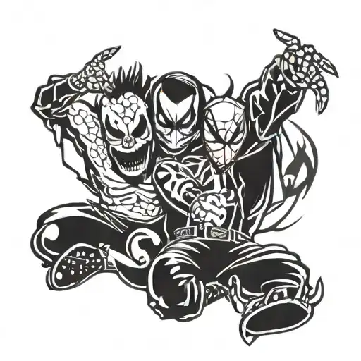 insane clown posse and juggalo and spiderman intertwined  tattoo design idea