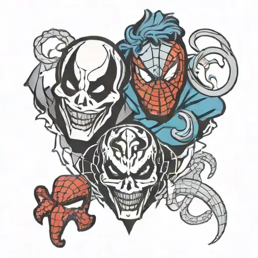 insane clown posse and juggalo and spiderman intertwined  tattoo design idea