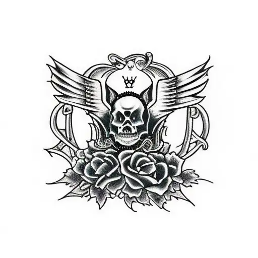 dark haunted castle, really detailed tattoo design idea