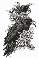 raven, medusa, flowers, feathers, waves, mayan, bear tattoo design idea