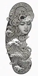 mayan ocean waves tattoo design idea