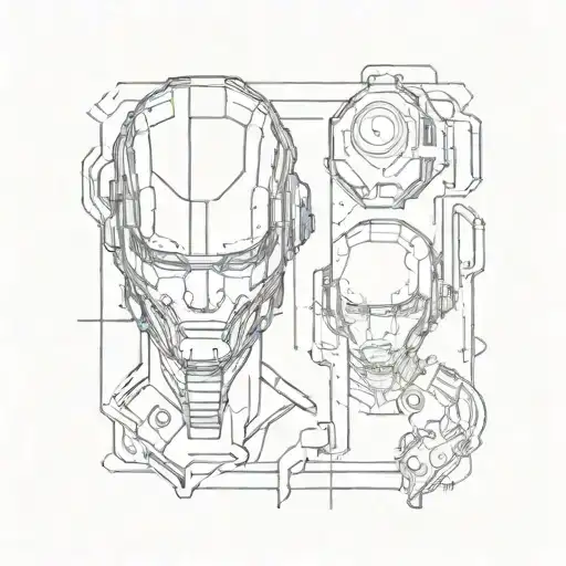 design a tattoo with "</>" text inside a cyberpunk style tattoo design idea