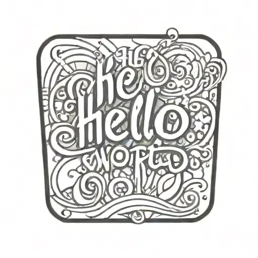 hello world text in modern design tattoo design idea