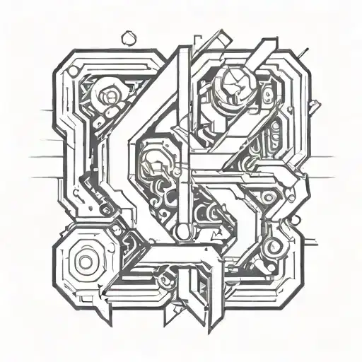 design a tattoo with Letters  "</>" in a cyberpunk style tattoo design idea