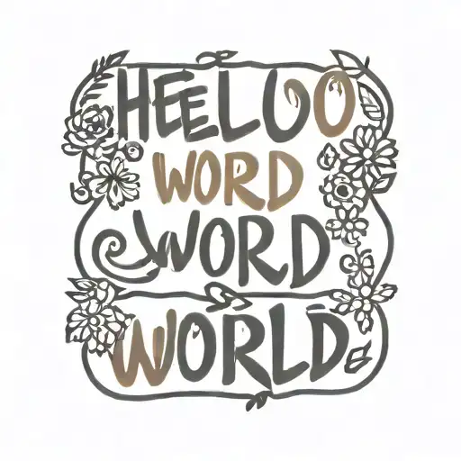 hello world text in minimal design inspired tattoo design idea